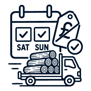 We offer delivery of logs on the weekend at no extra cost